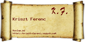 Kriszt Ferenc névjegykártya